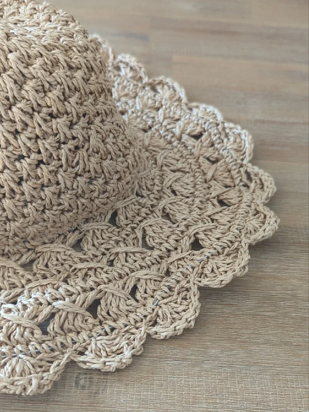 Natural Woven Wide-Brim Sun Hat